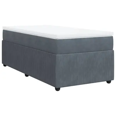 vidaXL Box spring postelja z vzmetnico temno siv 90x190 cm žamet