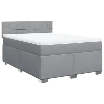 vidaXL Box spring posteljni z vzmetnico svetlo siv 140x190 cm blago