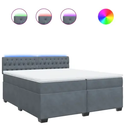 vidaXL Box spring postelja z vzmetnico temno siva 200x200 cm žamet
