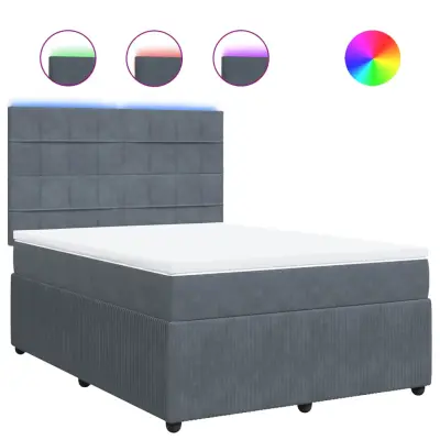 vidaXL Box spring posteljni z vzmetnico temno siv 140x190 cm žamet