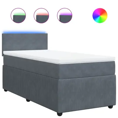 vidaXL Box spring postelja z vzmetnico temno siva 80x200 cm žamet