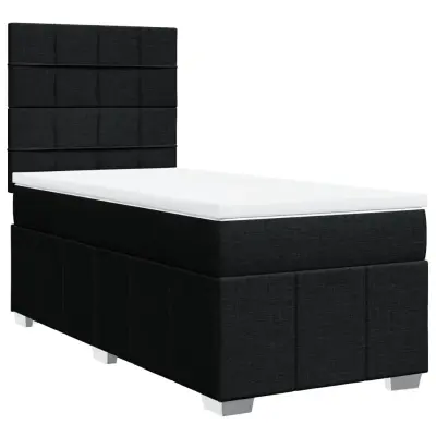 vidaXL Box spring postelja z vzmetnico črn 90x190 cm blago