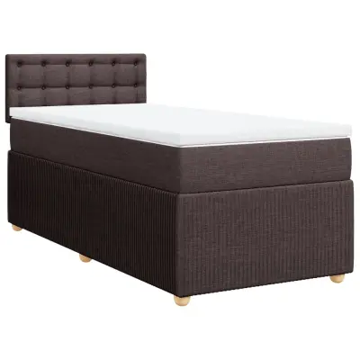 vidaXL Box spring postelja z vzmetnico temno rjava 100x200 cm blago