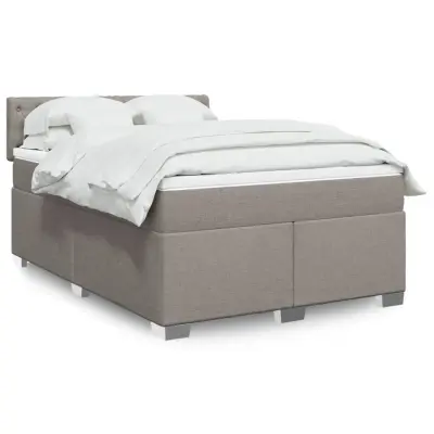 vidaXL Box spring postelja z vzmetnico taupe 140x190 cm blago