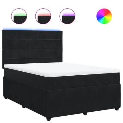 vidaXL Box spring postelja z vzmetnico črna 140x200 cm žamet