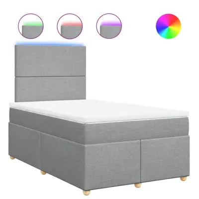vidaXL Box spring postelja z vzmetnico svetlo siva 120x200 cm blago