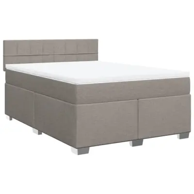 vidaXL Box spring postelja z vzmetnico taupe 160x200 cm blago