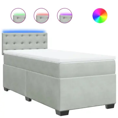 vidaXL Box spring postelja z vzmetnico svetlo siva 80x200 cm žamet