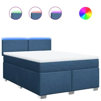 vidaXL Box spring postelja z vzmetnico modra 140x200 cm blago