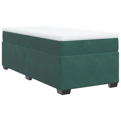 vidaXL Box spring postelja z vzmetnico temno zelena 80x200 cm žamet