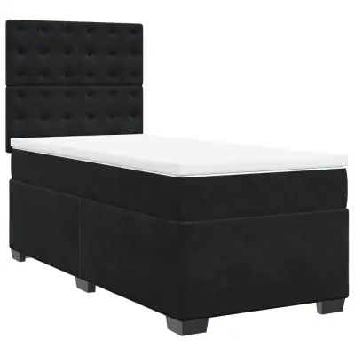 vidaXL Box spring postelja z vzmetnico črn 90x190 cm žamet