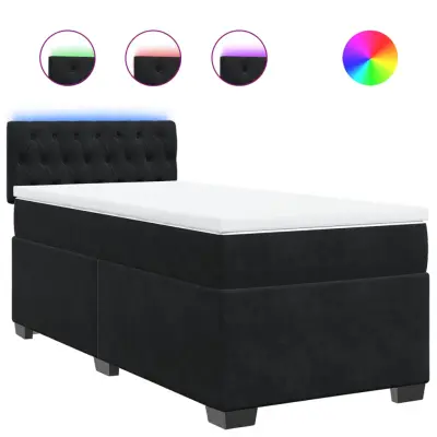 vidaXL Box spring postelja z vzmetnico črna žamet