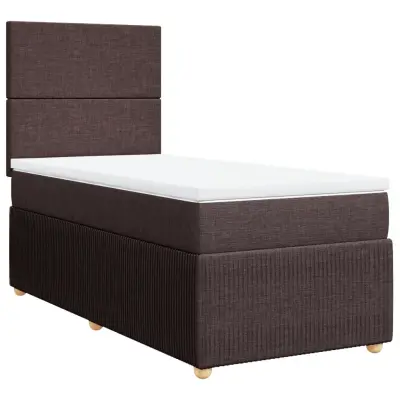 vidaXL Box spring postelja z vzmetnico temno rjava 100x200 cm blago