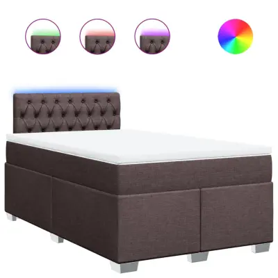 vidaXL Box spring postelja z vzmetnico temno rjava 120x190 cm blago