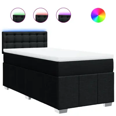 vidaXL Box spring postelja z vzmetnico črna 80x200 cm blago