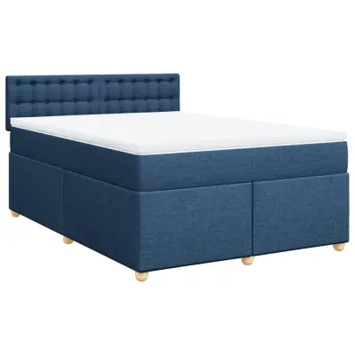 vidaXL Box spring postelja z vzmetnico modra 140x190 cm blago
