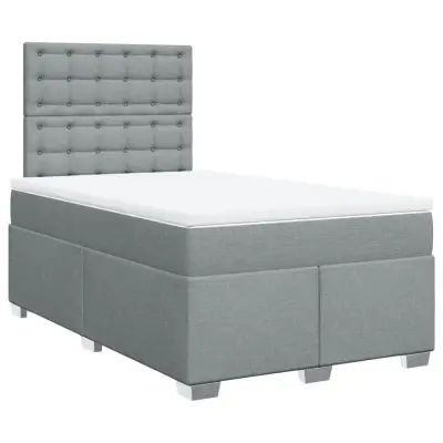 vidaXL Boxspring postelja z vzmetnico svetlo siva 120x190 cm blago