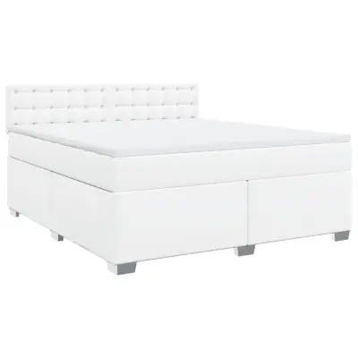 vidaXL Box spring postelja z vzmetnico bela 180x200 cm umetno usnje