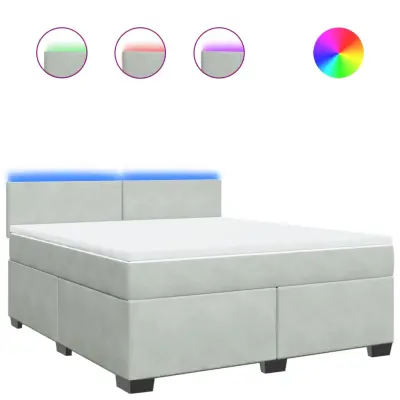 vidaXL Box spring postelja z vzmetnico svetlo siva 180x200 cm žamet