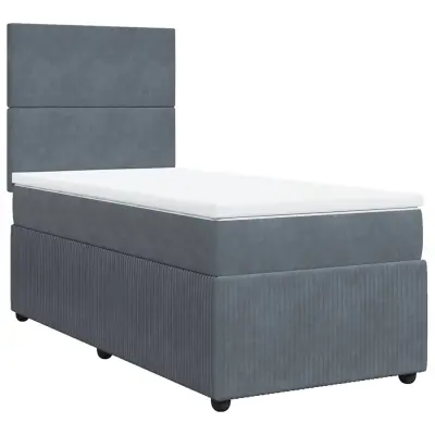 vidaXL Box spring postelja z vzmetnico temno siva 80x200 cm žamet