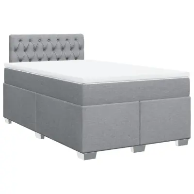 vidaXL Boxspring postelja z vzmetnico svetlo siva 120x190 cm blago