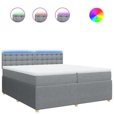 vidaXL Box spring postelja z vzmetnico svetlo siva 200x200 cm blago