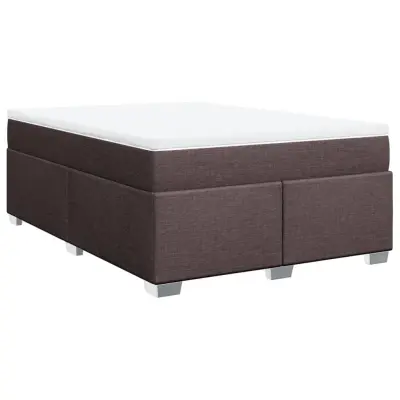 vidaXL Box spring postelja z vzmetnico temno rjava 140x200 cm blago