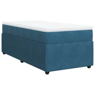 vidaXL Box spring postelja z vzmetnico temno modra 80x200 cm žamet