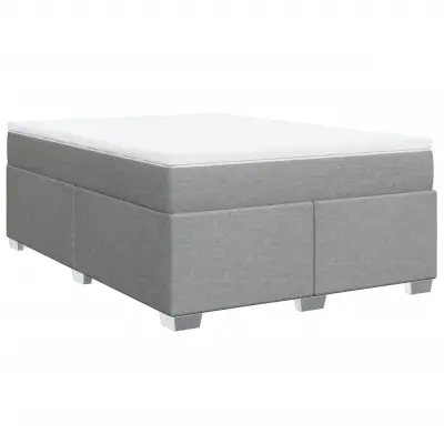 vidaXL Box spring posteljni z vzmetnico svetlo siv 140x190 cm blago