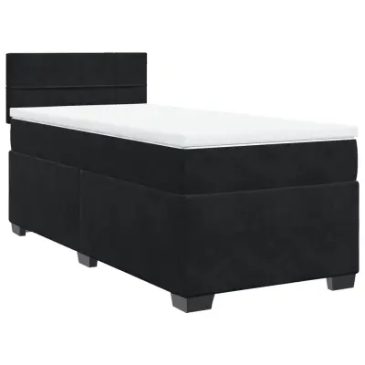 vidaXL Box spring postelja z vzmetnico črna 90x200 cm žamet