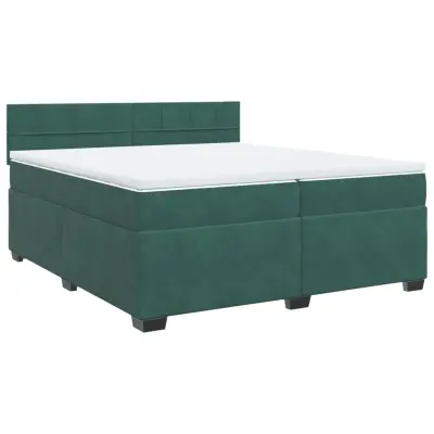 vidaXL Box spring postelja z vzmetnico temno zelena 200x200 cm žamet