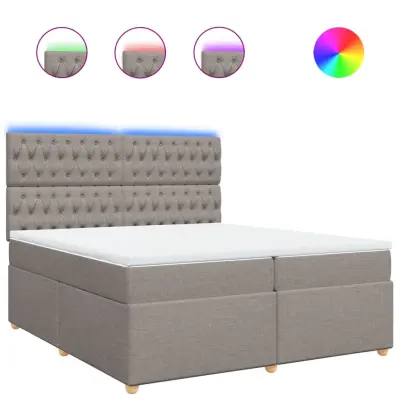 vidaXL Box spring postelja z vzmetnico taupe 200x200 cm blago