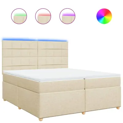 vidaXL Box spring postelja z vzmetnico krem 200x200 cm blago