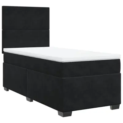 vidaXL Box spring postelja z vzmetnico črna 100x200 cm žamet