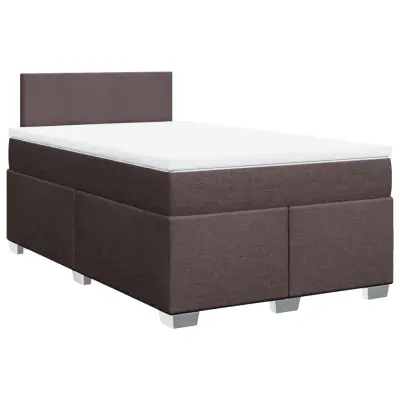 vidaXL Box spring postelja z vzmetnico temno rjav 120x200 cm blago