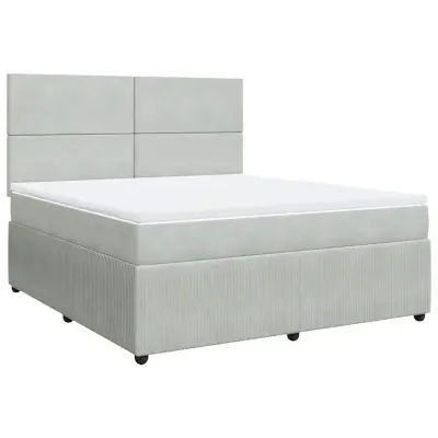 vidaXL Box spring postelja z vzmetnico svetlo siva 180x200 cm žamet