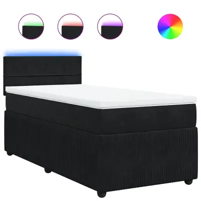 vidaXL Box spring postelja z vzmetnico črna 90x200 cm žamet