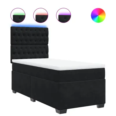 vidaXL Box spring postelja z vzmetnico črna 90x200 cm žamet