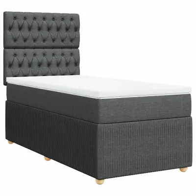 vidaXL Box spring postelja z vzmetnico temno siva 80x200 cm blago