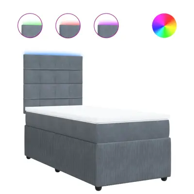vidaXL Box spring postelja z vzmetnico temno siv 90x190 cm žamet