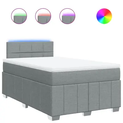 vidaXL Boxspring postelja z vzmetnico svetlo siva 120x190 cm blago