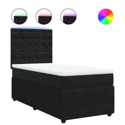 vidaXL Box spring postelja z vzmetnico črna 90x200 cm žamet