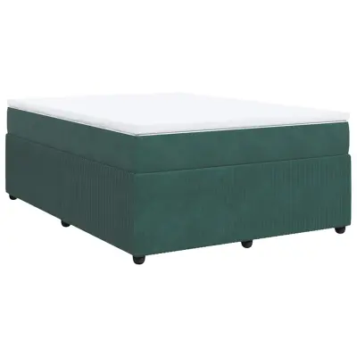 vidaXL Box spring postelja z vzmetnico temno zelen 140x190 cm žamet
