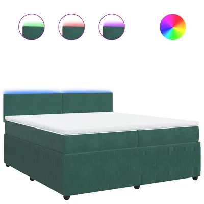 vidaXL Box spring postelja z vzmetnico temno zelena 200x200 cm žamet