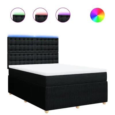 vidaXL Box spring posteljni z vzmetnico črn 140x190 cm blago
