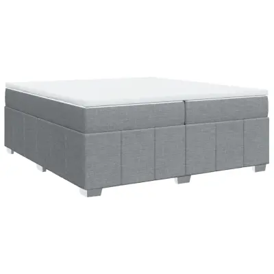 vidaXL Box spring postelja z vzmetnico svetlo siva 200x200 cm blago