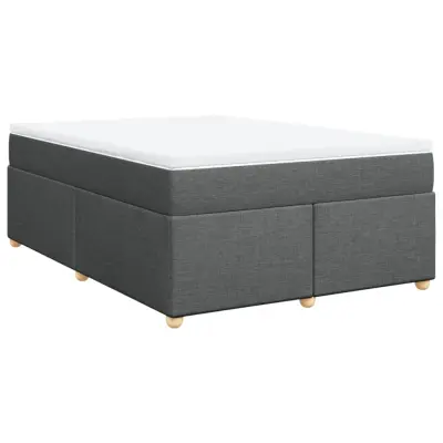 vidaXL Box spring posteljni z vzmetnico temno siv 140x190 cm blago