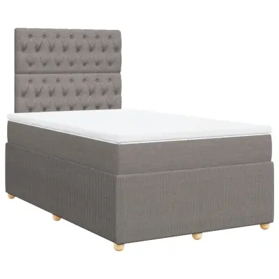 vidaXL Box spring postelja z vzmetnico taupe 120x200 cm blago