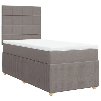 vidaXL Box spring postelja z vzmetnico taupe 90x200 cm blago