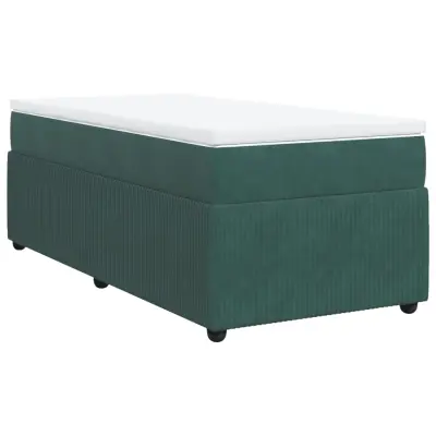 vidaXL Box spring postelja z vzmetnico temno zelen 90x190 cm žamet
